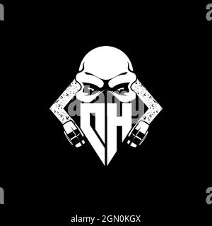DH Monogram ESport Gaming with Skull Mask Shape Style Vector Stock Vector