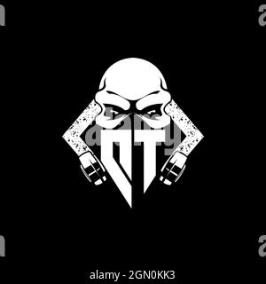 DT Monogram ESport Gaming with Skull Mask Shape Style Vector Stock Vector