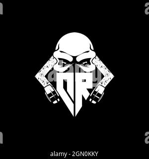 DR Monogram ESport Gaming with Skull Mask Shape Style Vector Stock Vector