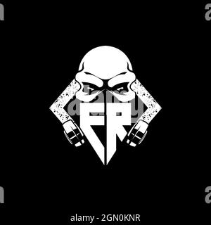 FR Monogram ESport Gaming with Skull Mask Shape Style Vector Stock Vector