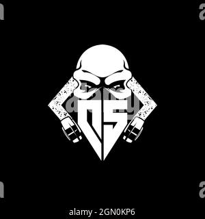 DS Monogram ESport Gaming with Skull Mask Shape Style Vector Stock Vector