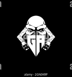 GA Monogram ESport Gaming with Skull Mask Shape Style Vector Stock Vector