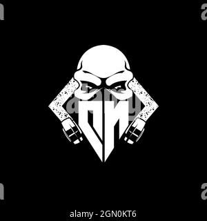 DN Monogram ESport Gaming with Skull Mask Shape Style Vector Stock Vector