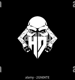 HD Monogram ESport Gaming with Skull Mask Shape Style Vector Stock Vector