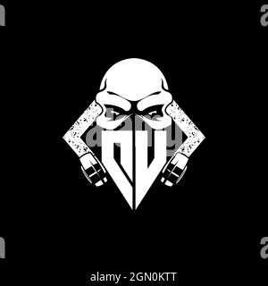 DU Monogram ESport Gaming with Skull Mask Shape Style Vector Stock Vector