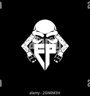 FP Monogram ESport Gaming with Skull Mask Shape Style Vector Stock Vector