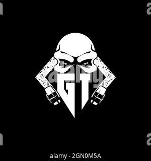 GI Monogram ESport Gaming with Skull Mask Shape Style Vector Stock Vector