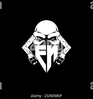FN Monogram ESport Gaming with Skull Mask Shape Style Vector Stock Vector