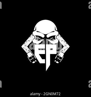 EP Monogram ESport Gaming with Skull Mask Shape Style Vector Stock Vector