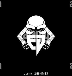 EG Monogram ESport Gaming with Skull Mask Shape Style Vector Stock Vector