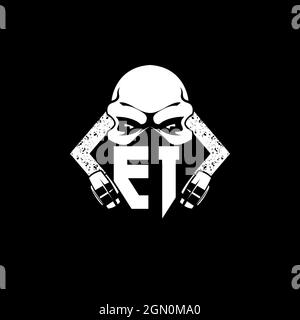 EI Monogram ESport Gaming with Skull Mask Shape Style Vector Stock Vector