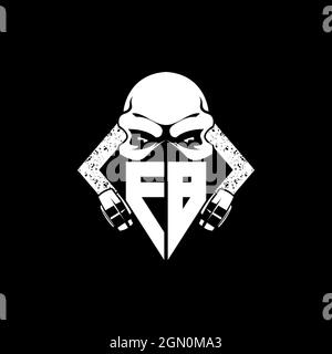 FB Monogram ESport Gaming with Skull Mask Shape Style Vector Stock Vector