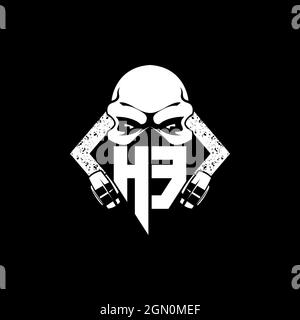 HE Monogram ESport Gaming with Skull Mask Shape Style Vector Stock Vector