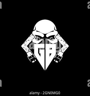 GB Monogram ESport Gaming with Skull Mask Shape Style Vector Stock Vector
