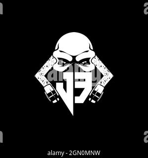 JE Monogram ESport Gaming with Skull Mask Shape Style Vector Stock Vector