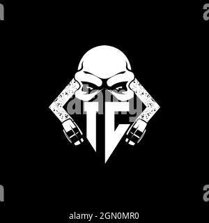 IC Monogram ESport Gaming with Skull Mask Shape Style Vector Stock Vector