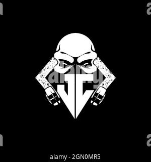 JC Monogram ESport Gaming with Skull Mask Shape Style Vector Stock Vector