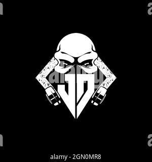 JD Monogram ESport Gaming with Skull Mask Shape Style Vector Stock Vector