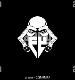 FY Monogram ESport Gaming with Skull Mask Shape Style Vector Stock Vector
