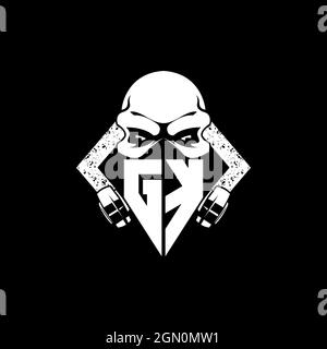 GK Monogram ESport Gaming with Skull Mask Shape Style Vector Stock Vector