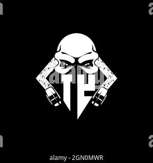 IY Monogram ESport Gaming with Skull Mask Shape Style Vector Stock Vector