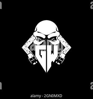 GW Monogram ESport Gaming with Skull Mask Shape Style Vector Stock Vector