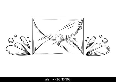 Paper envelope, letter. Sealed envelope isolated on white background. Vector illustration in sketch style. Stock Vector