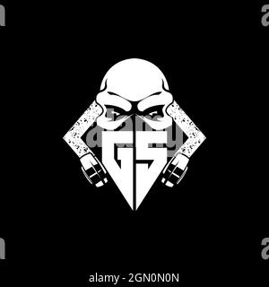 GS Monogram ESport Gaming with Skull Mask Shape Style Vector Stock Vector