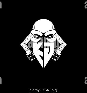 KG Monogram ESport Gaming with Skull Mask Shape Style Vector Stock Vector