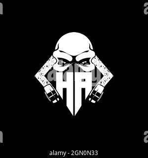 HA Monogram ESport Gaming with Skull Mask Shape Style Vector Stock Vector