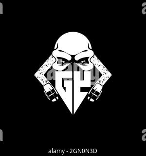 GY Monogram ESport Gaming with Skull Mask Shape Style Vector Stock Vector