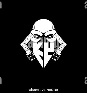KY Monogram ESport Gaming with Skull Mask Shape Style Vector Stock Vector