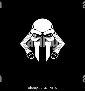 II Monogram ESport Gaming with Skull Mask Shape Style Vector Stock Vector
