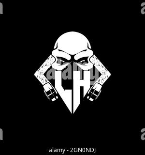 LH Monogram ESport Gaming with Skull Mask Shape Style Vector Stock Vector