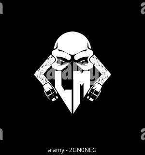 LM Monogram ESport Gaming with Skull Mask Shape Style Vector Stock Vector