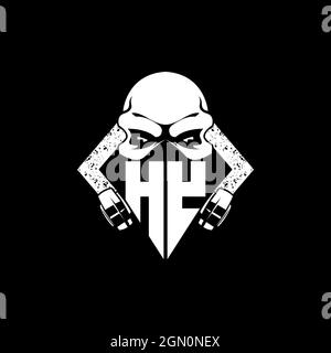 HY Monogram ESport Gaming with Skull Mask Shape Style Vector Stock Vector