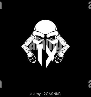 IX Monogram ESport Gaming with Skull Mask Shape Style Vector Stock Vector