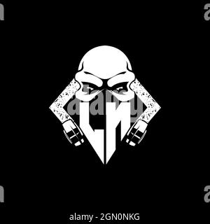 LN Monogram ESport Gaming with Skull Mask Shape Style Vector Stock Vector