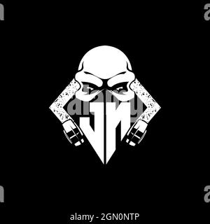 JN Monogram ESport Gaming with Skull Mask Shape Style Vector Stock Vector