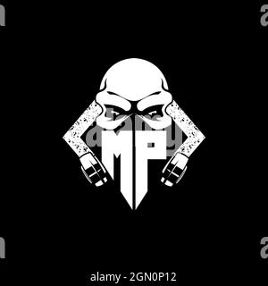 MP Monogram ESport Gaming with Skull Mask Shape Style Vector Stock Vector