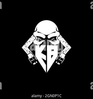 KB Monogram ESport Gaming with Skull Mask Shape Style Vector Stock Vector
