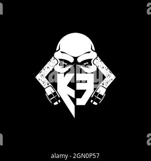 KE Monogram ESport Gaming with Skull Mask Shape Style Vector Stock Vector