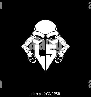 LS Monogram ESport Gaming with Skull Mask Shape Style Vector Stock Vector