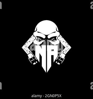 NA Monogram ESport Gaming with Skull Mask Shape Style Vector Stock Vector