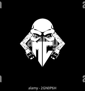 MC Monogram ESport Gaming with Skull Mask Shape Style Vector Stock Vector