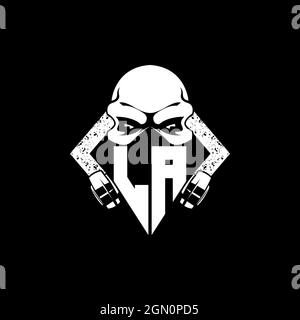 LA Monogram ESport Gaming with Skull Mask Shape Style Vector Stock Vector