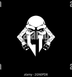 LI Monogram ESport Gaming with Skull Mask Shape Style Vector Stock Vector
