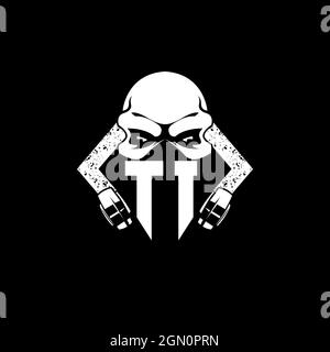 TI Monogram ESport Gaming with Skull Mask Shape Style Vector Stock Vector
