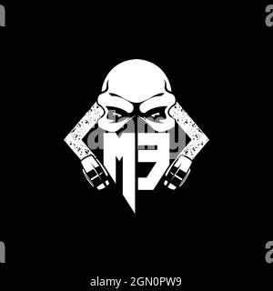 ME Monogram ESport Gaming with Skull Mask Shape Style Vector Stock Vector