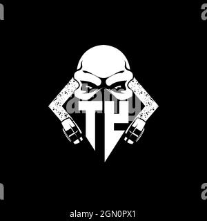 TY Monogram ESport Gaming with Skull Mask Shape Style Vector Stock Vector